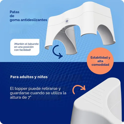 Miniatura 7 de Squatty Potty The Original Taburete de Baño para Inodoro - Ajustable 2.0, Convertible a 7" o 9" de Altura con Tapa Removible para Adultos y Niños
