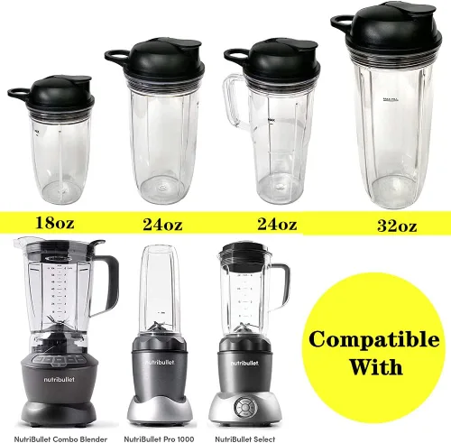 Miniatura 8 de Vaso de piezas de repuesto con tapa To-Go, compatible con NutriBullet Blender Combo, NutriBullet Pro 1000 y NutriBullet Select 2.0 (24 onzas con asa)