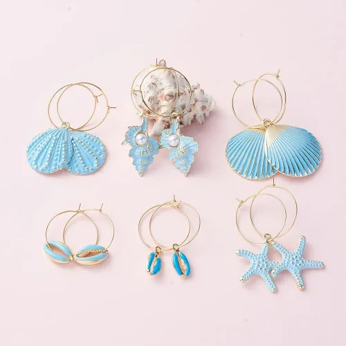 Miniatura 4 de Kits de fabricación de aretes oceánicos, Acero inoxidable, Sin gemas.