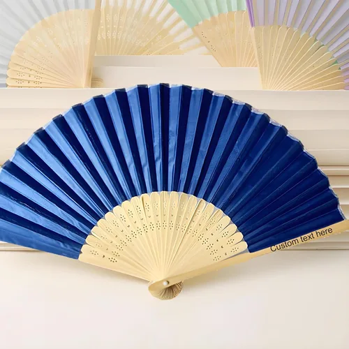 Abanicos personalizados decorativos plegables ventiladores de seda para iglesia personalizados para recuerdos de boda impresos en hueso de abanico