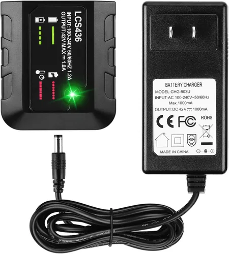 40V Battery Charger LCS436 Replacement for Black and Decker 36v 40V Max Lithium Battery Charger LBXR36 LBX36 LBXR2036 LBX1540 LBX2040 LBX2540 Black