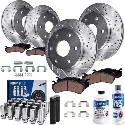 Miniatura 69 de Detroit Axle - Rotores de freno para Ford 2013-2019 Explorer Taurus Flex Lincoln MKT MKS, rotores de freno de disco ranurados perforados de repuesto