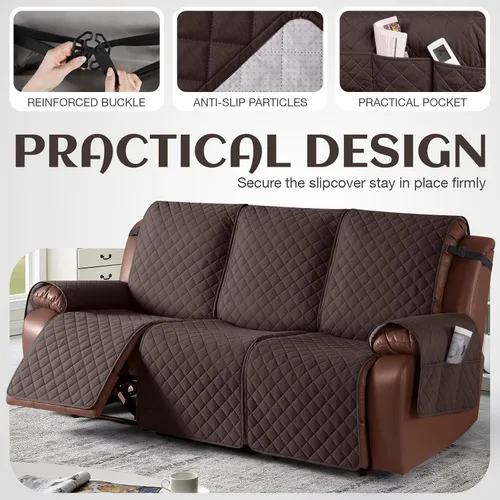 Miniatura 4 de KinCam Funda Impermeable para Sofá Reclinable, Fundas Antideslizantes para Sofá Reclinable de 3 Asientos, Funda para Sofá Reclinable Protector