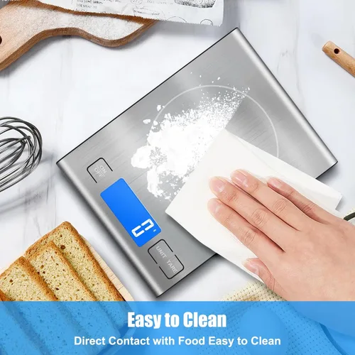 Miniatura 6 de Diyife - Báscula de alimentos recargable de 33 libras, báscula digital de cocina de acero inoxidable 304 con 3 botones, peso gramos y onzas