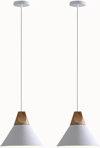 Miniatura 13 de Lámpara colgante moderna, de madera maciza, color negro mate, lámpara colgante de techo, iluminación colgante para cocina, isla, comedor, sala