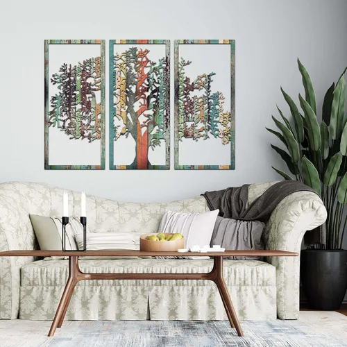 Miniatura 2 de Venovez Arte de pared de árbol de la vida, 3 piezas, color (metal y madera), árbol náutico de la vida, colgante de pared
