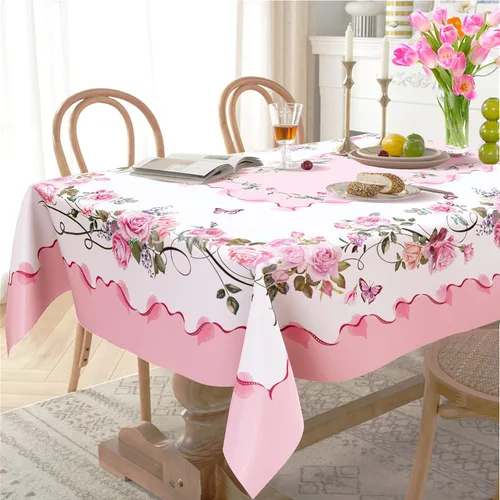Miniatura 9 de Yighty Mantel ovalado de primavera y verano de 54 x 72 pulgadas, mantel de acuarela floral de primavera, mantel impermeable resistente a