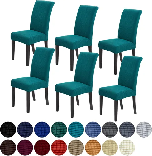 Miniatura 53 de Juego de 6 fundas elásticas para sillas de comedor, fundas para sillas de comedor lavables y removibles, fundas para sillas de comedor protectoras