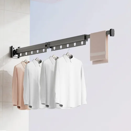 Estante de secado de ropa plegable para colgar en la pared, estante retráctil de secado de ropa para interiores, ahorro de espacio, estante de 2