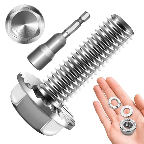Miniatura 22 de Perno M6x1.0 (10 juegos) M6 x 0.787 in Brida Hex Head Tuercas y Pernos, Tornillos hexagonales de brida de perno M6 con tuercas y arandelas, Surtido
