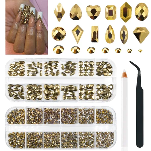 Miniatura 7 de qiipii Diamantes de imitación para uñas de amatista púrpura de múltiples formas de cristal con base plana K9, piedras de vidrio púrpura claro, gemas