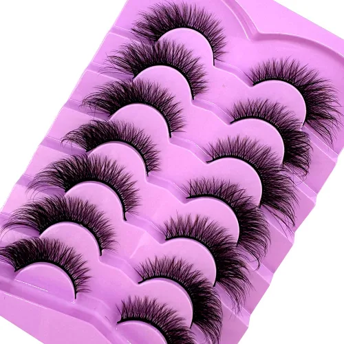 Miniatura 2 de 7 pares de pestañas de media pestaña segmentadas manga 3D, pestañas de aspecto natural, pestañas de visón esponjosas, paquete de pestañas postizas