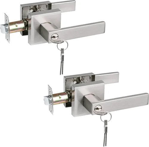 Miniatura 39 de USHTL01-SN-BK-6P - Manija cuadrada de privacidad para puerta de níquel cepillado sin llaves para dormitorio o baño, USHTL01-SN-BK-6P