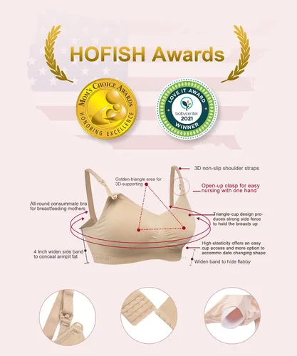 Miniatura 2 de Hofish - Paquete de 3 corpiños de maternidad de lactancia sin costuras de busto completo XXL con extensores y clips adicionales de corpiño