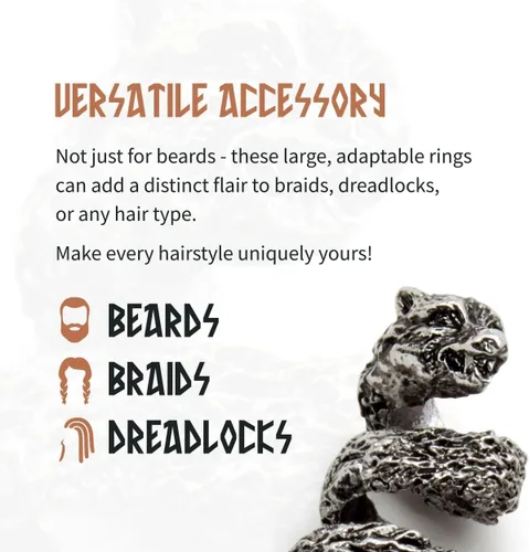 Miniatura 11 de Viking Beard Bead Coil Set (8-Pack) - Norse Rings for Hair, Dreads & Beards