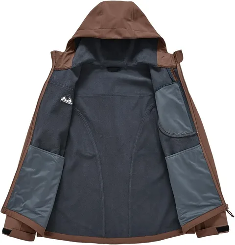 Miniatura 3 de Gopune Chaqueta Ligera de Carcasa Suave para Hombre con Forro Polar Impermeable con Capucha para Senderismo Chaqueta de Invierno