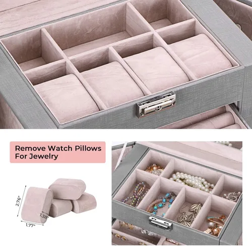 Miniatura 5 de ANWBROAD Joyero con cajones extraíbles para mujer organizador de joyas grande de diferentes maneras para todas tus joyas estuche de joyería