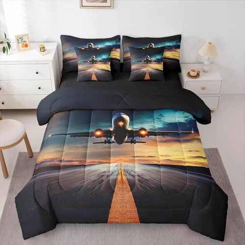 Miniatura 8 de Erosebridal Juego de edredón de tamaño individual para niños, cama de fútbol de 7 piezas en una bolsa, sábanas y fundas de almohada, juego de ropa