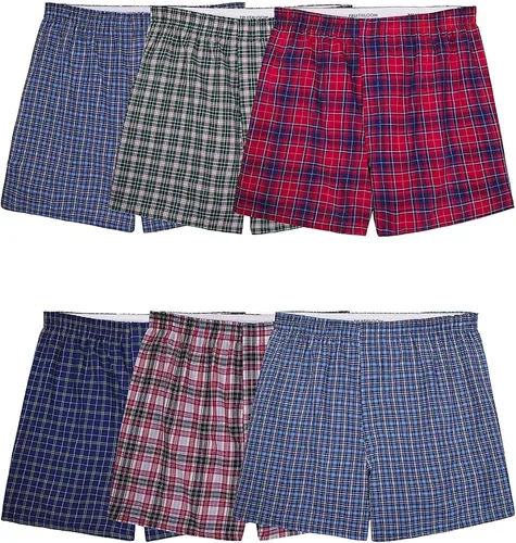 Fruit of the Loom Men's Tag-Free Woven Boxer Shorts, Relaxed Fit, Moisture Wicking, Assorted Color Multipacks