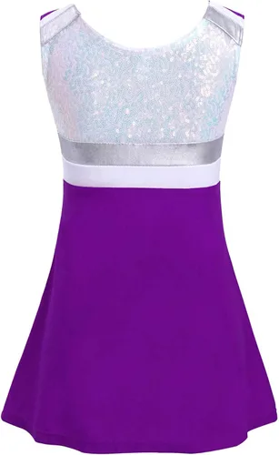 Miniatura 2 de Hansber Trajes de animadora para niños y niñas con pantalones cortos, sin mangas, lentejuelas, vestido deportivo, uniforme de animación, disfraz