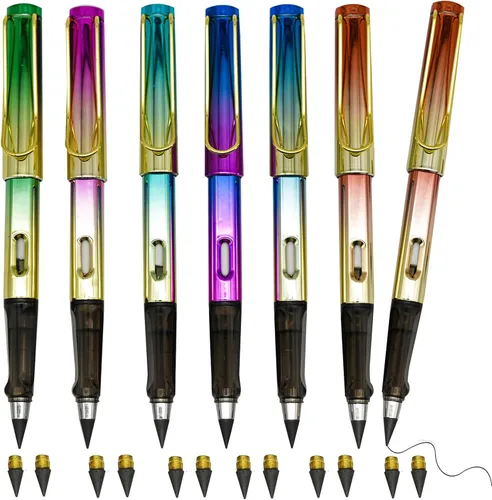 6 lápices eternos deslumbrantes sin tinta infinito lápiz eterno con 12 puntas para la escuela oficina profesional