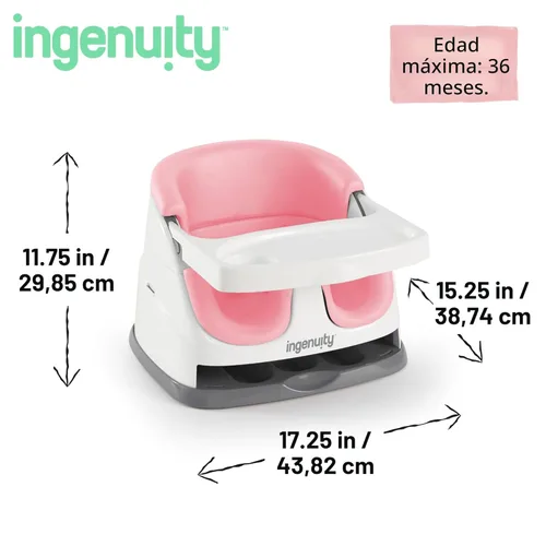 Miniatura 6 de Ingenuity Asiento con base para bebé 2 en 1 con bandeja auto-guardable para alimentación y piso - Peonía