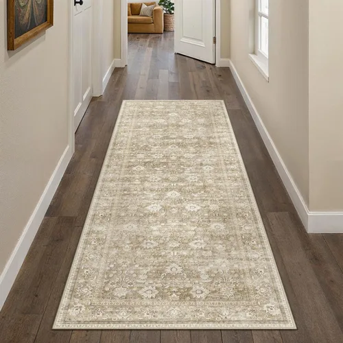 Miniatura 73 de HUGEAR 8x10 Alfombras lavables a máquina color marrón para pasillo, alfombra grande de área interior, alfombra de acento floral, alfombra de pelo