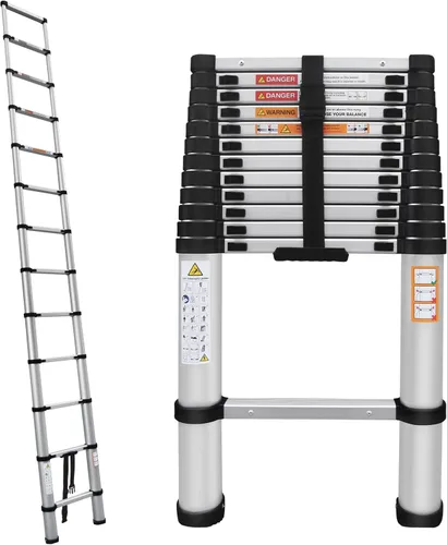 Miniatura 11 de Escalera telescópica plegable de aluminio 5+6 con pasamanos, pedal ancho de seguridad, carga máxima de 330 libras, plegable, fácil de almacenar