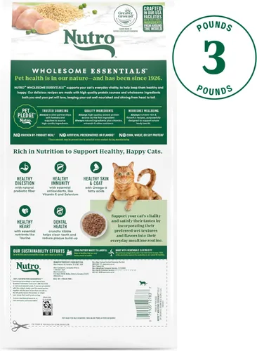 Miniatura 2 de Nutro Wholesome Essentials Alimento seco para gatos adultos, receta de pollo y arroz integral, bolsa de 3 libras