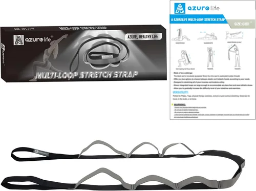 Miniatura 6 de A AZURELIFE Half-Elastic Stretch Straps with 11 Loops, Stretching Strap for Physical Therapy, Multi-Loop Yoga Strap Fitness Exercise Strap for Yoga