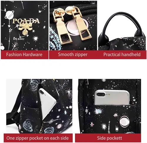 Miniatura 5 de Mochila de mujer, bolsa de viaje impresa estrella, bolsa de compras de moda de gran capacidad, Cielo estrellado, Moderno