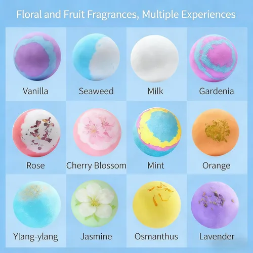 Miniatura 5 de Bombas de baño naturales 2026 para niños con mega burbujas y sorpresa en el interior, paquete de 12 burbujas coloridas naturales con juguetes