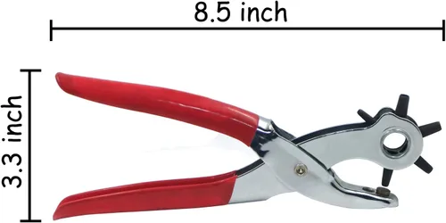 Miniatura 3 de Alicates de mano de punzón de cuero resistente de 9 "Agujeros de cinturón Herramienta de punzones de 6 tamaños Nuevo [P/N: ET-TOOL014-RED]