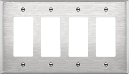 Miniatura 13 de ENERLITES Placa de pared de metal con interruptor decorativo triple, cubierta de tomacorriente de acero inoxidable, resistente a la corrosión, acero