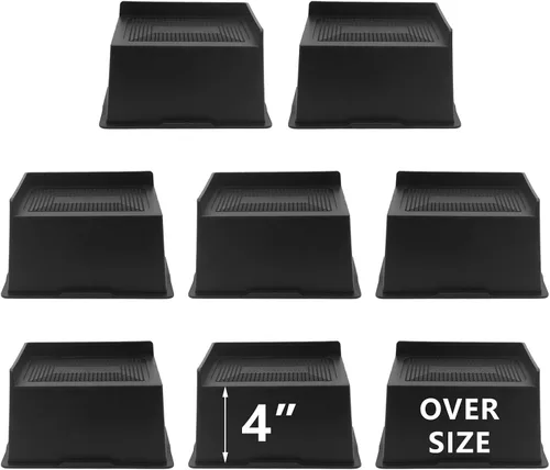 Miniatura 8 de Elevadores de cama de 4 pulgadas, resistentes, elevadores de muebles de gran tamaño, paquete de 4 elevadores de cama extra anchos para mesa, sofá