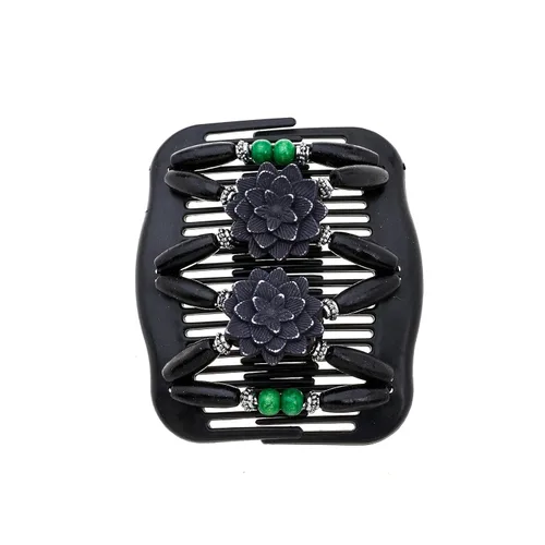 Miniatura 7 de LOVEF Peines mágicos para el cabello para mujer, con cuentas de madera, elásticos, de doble cara, clips para hacer moños, accesorios para el cabello