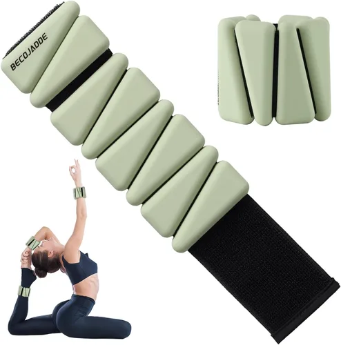 Miniatura 10 de BECOJADDE Juego de pesas de tobillo de 2 (1 libra/2 libras/3 libras cada una) Pesas ajustables de muñeca para mujeres y hombres, pesas portátiles