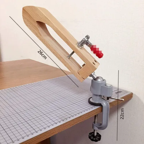 Miniatura 3 de ZHONGJIUYUAN Artesanía de cuero de madera, costura a mano, giratoria, cuero, cordones, costura, poni, horquilla, abrazadera para manualidades