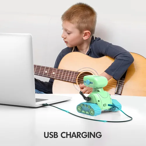 Miniatura 4 de ALLCELE - Robots de juguete, robots RC recargables para niños, juguete con control remoto, tiene música y ojos LED, regalo ideal para niños - Verde