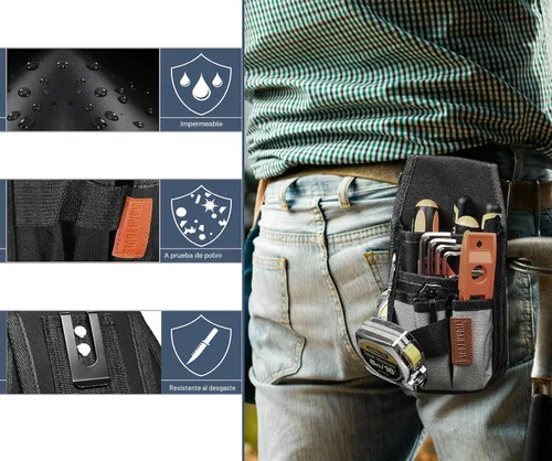 Miniatura 3 de VIDAR TOOLS Pequeña bolsa de herramientas con clip para cinturón, bolsas para cinturón de herramientas, bolsa de herramientas de electricista. Mini