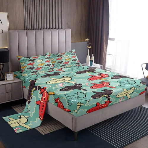 Miniatura 13 de Erosebridal Juego de sábanas y fundas de almohada para niños, diseño de camión de bomberos, color rojo, brillante, para maquinaria, camiones
