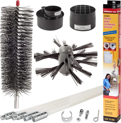 Miniatura 12 de Kit de limpieza para conductos de ventilación de secadora - Gardus RLE202 LintEater, kit limpiador rotatorio para ventilación de secadora, elimina