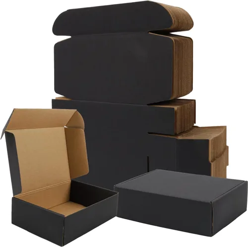 Miniatura 9 de BIOBROWN Cajas de cartón corrugado de 6 x 4 x 3 pulgadas, paquete de 50 cajas pequeñas para embalaje, cajas de envío para pequeñas empresas, negras