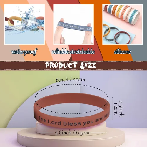 Miniatura 2 de Estune 120 pulseras de versículos de la Biblia, con cita motivacional, pulseras de goma, pulseras de silicona religiosas, pulseras de silicona