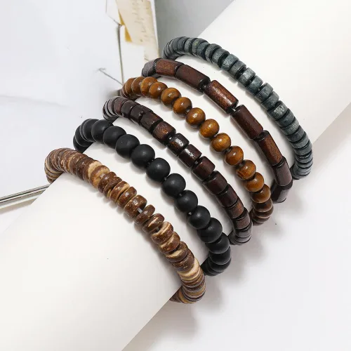 Miniatura 2 de Pulsera Gótica Ajustable de Cuero Trenzado Punk Multicapa de Estilo Grunge, Conjunto de Pulseras Emo con Brazalete de Metal, Envoltura