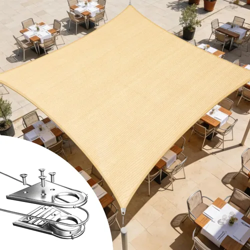 Royal Shade Toldo Vela Rectangular Beige de 8' x 12' con Super Anillas RSTAWS, Estructura Resistente de Servicio Pesado y Duradera, Esquinas y