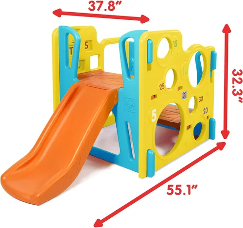 Miniatura 2 de Grow'n Up Climb 'n Explore Play Gym - Centro de actividades 4 en 1 para niños pequeños con tobogán, aro de baloncesto, túnel de gateo y pared
