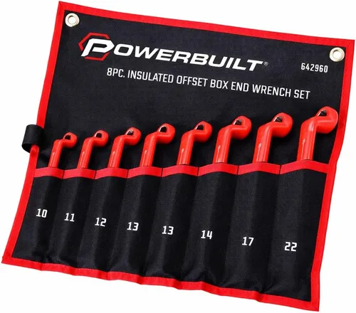 Powerbuilt Juego de llaves VDE con aislamiento de extremo de caja de 8 piezas, clasificadas para 1000 V, tamaños de 0.394 in a 0.866 in, vehículos
