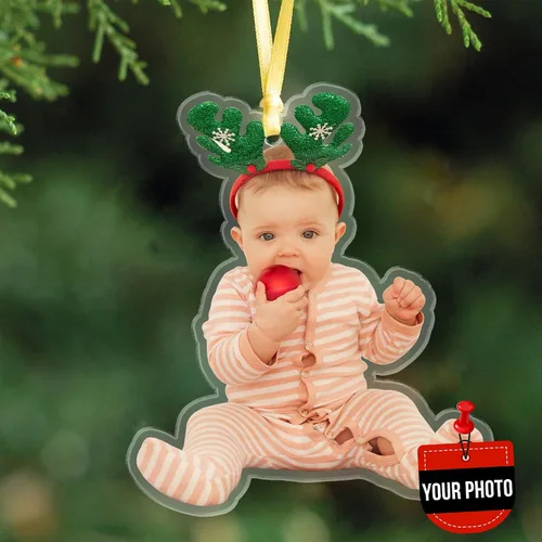 Miniatura 3 de Adorno de Navidad personalizado de acrílico con foto personalizada 2025 - Adorno de Navidad con forma personalizada, idea para las festividades