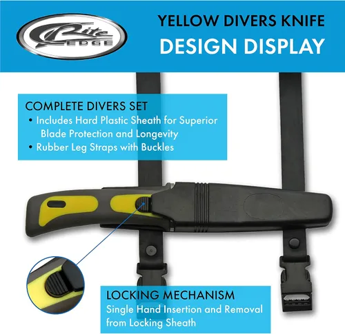 Miniatura 3 de SZCO Supplies Cuchillo de buceo (amarillo), 210424-YW, 9 pulgadas